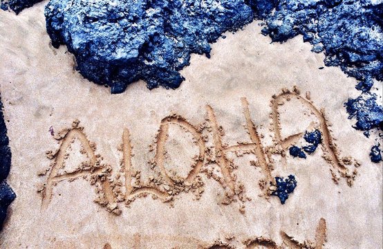 Aloha Written On Sand At Beach