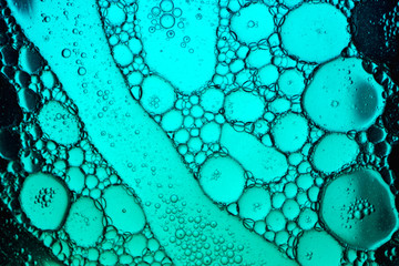 Oil on the surface of the water Soap foam with bubbles