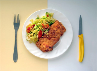 salad and chop top view