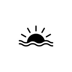 sunset icon vector simple design in black flat design on white background