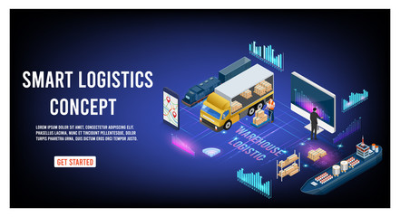 Modern flat design isometric concept of Smart Logistics with global logistics partnership for website and mobile website. 
Easy to edit and customize. Vector illustration