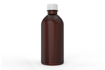 3d Illustration, Amber bottle Mock-up with white cap, Photo-realistic packaging mockup template