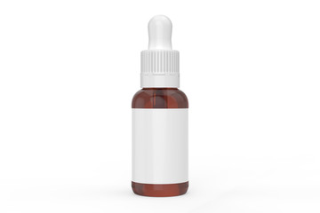 3d Illustration, Amber bottle Mock-up with white cap, Photo-realistic packaging mockup template
