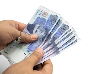 Pakistani Currency, Banknotes holding in hands, Pakistan Bank Rupees