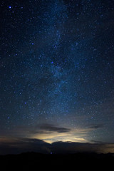 Beautiful star night in the blue sky with milky way