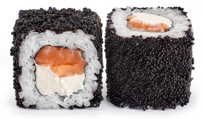 Black California sushi with salmon and cheese