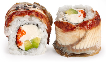 Sushi roll with smoked eel