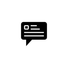 Message speech bubble icon vector design in black flat design on white background 