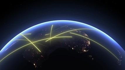 Planet Earth, view from space. 3d 4K animation of terrestrial globe.