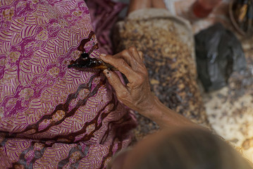 Surakarta Indonesia January 17 2020 : Beautiful Batik Motif of Surakarta Indonesia is a traditional culture from Indonesia with bokeh background, Batik Tulis