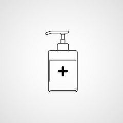 Hand sanitizer bottle line icon. Alcohol bottle for hygiene. Vector Illustration