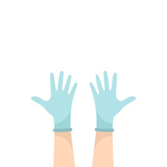 Hands in the medical gloves isolated on white background. Vector illustration 