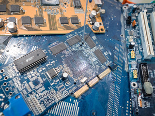 Detail of circuit boards that represent the concept of technological evolution.