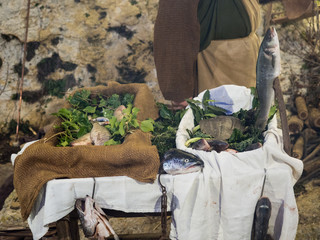 Shoal of fish in a rural market.