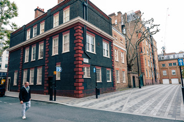 London, UK - November 09, 2020: view on the London street life and architecture near Buckingham...