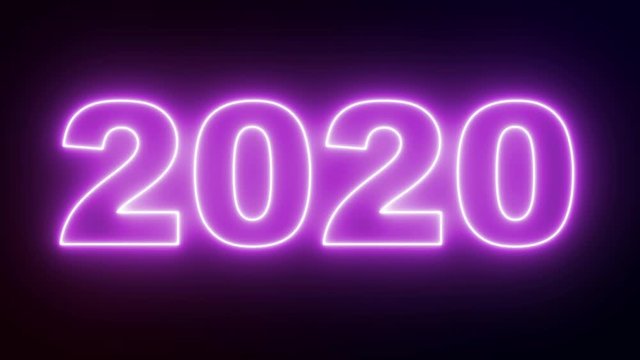 2020 with neon illumination. The new decade. 