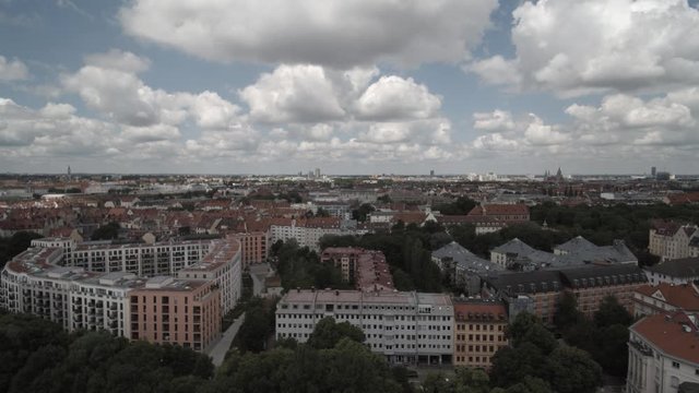 Munich skyline aerial view time lapse video germany city., view of old town.