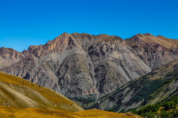 Impressive high altitude landscape located in The Southern French Alps with Massif des Cerces as it can be seen from Col du Granon