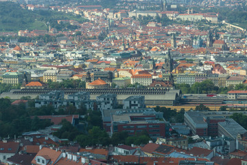 Fototapeta na wymiar View of Prague from Zizkow Television Tower. Prague - the capital of the Czech Republic.