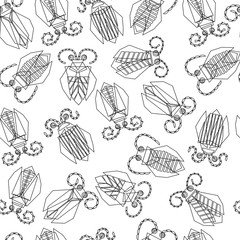 A pattern of stylized beetles