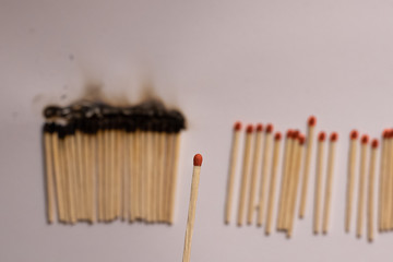 Coronavirus matches social distancing quarantine Covid- 19