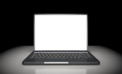 Start your laptop. Touch your computer in the dark. 3D rendering