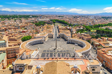 Rome Vatican Italy, high angle view city skyline at St. Peter's Square empty nobody
