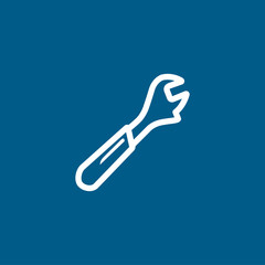 Wrench Line Blue Icon On White Background. Blue Flat Style Vector Illustration