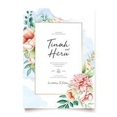 elegant peonies wedding invitation design template