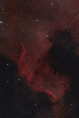 Nebulosa Nord America nella costellazione del Cigno particolare del Muro NGC 7000