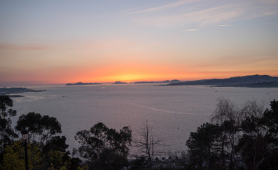 sunset with the sea in the background