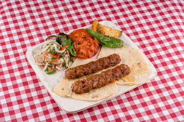 Turkish Adana Urfa Skewers Shish Kebab stock photo