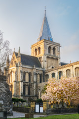 Rochester, United Kingdom - March 28, 2020: Rochester Cathedral Church of Christ and the Blessed Virgin Mary in Kent is the second oldest in England. Founded in 640.