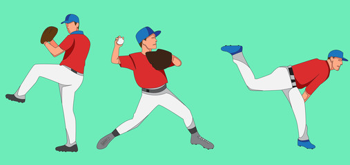 Flat design of baseball pitcher