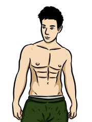 Fototapeta premium Cartoon sexy man on white background