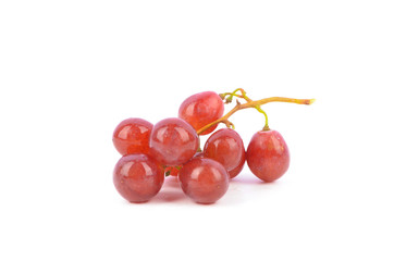 fresh red grapes isolated on white background.