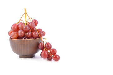 fresh red grapes isolated on white background.