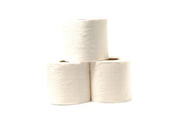 Roll of toilet paper or tissue isolated on white background