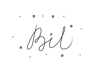 Bil phrase handwritten with a calligraphy brush. Car in swedish. Modern brush calligraphy. Isolated word black