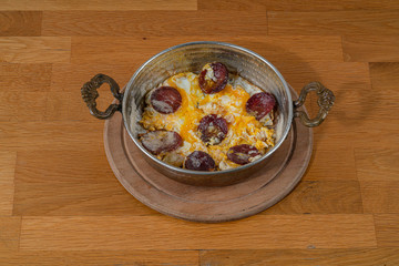 omlette in copper plate