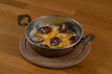 omlette in copper plate
