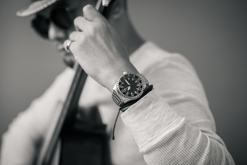 watch on wrist of man