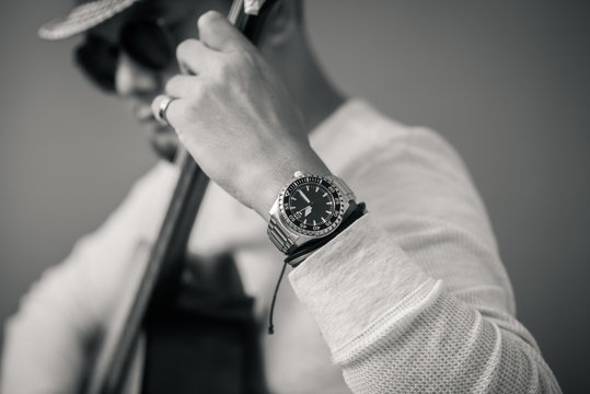 watch on wrist of man