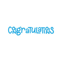 Congratulations text, hand drawn style lettering message.