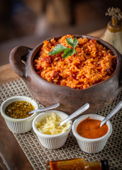Spiced rice with sausage and cheese