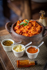 Brazilian Spiced rice with sausage and cheese