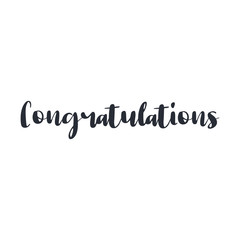 Congratulations text, hand drawn style lettering message.