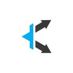 k Letter arrow Logo Template Vector