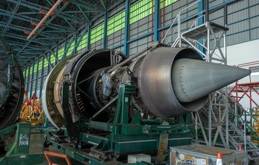 Fototapeta na wymiar Gas turbine or a jet engine is a power plant of aircraft to fly in the air.