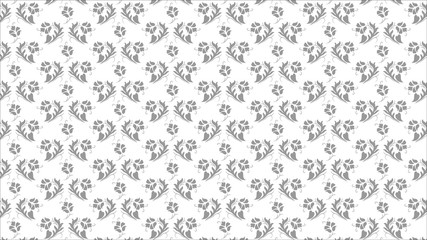 Gray color floral seamless pattern on white background for tile, wall design.